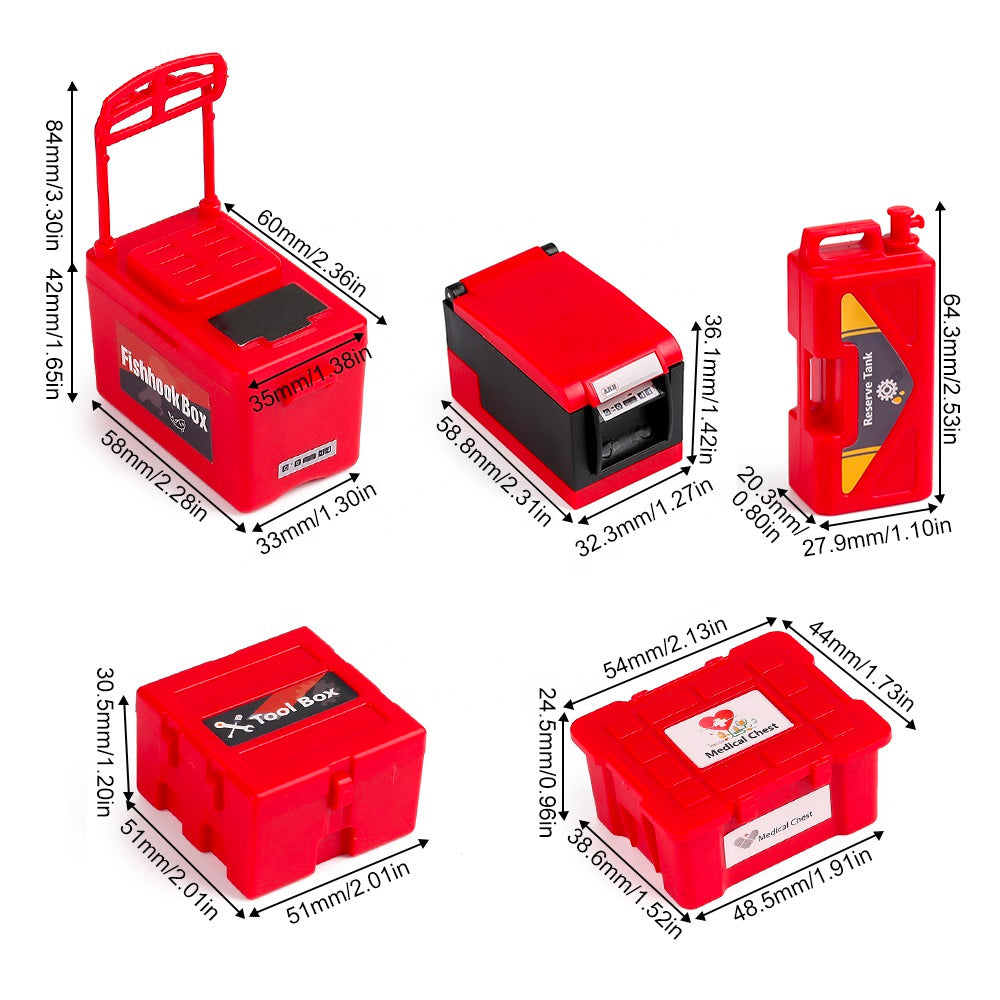 Storage Box Crates Set of 5 Red 1:10 Scale RC Crawler Accessories