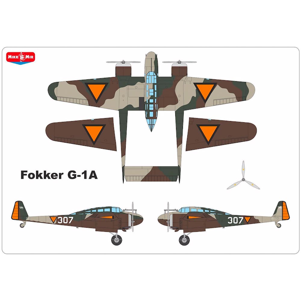 Mikro-Mir Fokker G-1a 1:48 Plane Plastic Model Kit