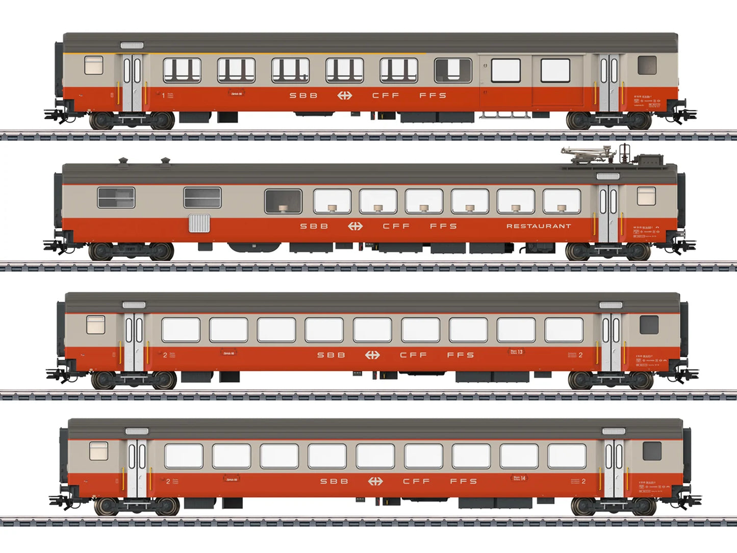 Marklin SBB Swiss Express 50th Anniversary Coach Set (4) IV MN42190 HO Gauge