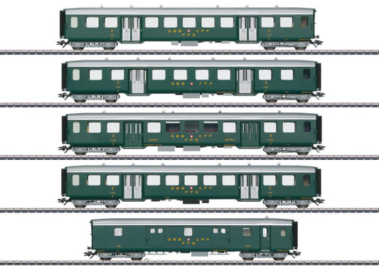 Marklin MN43369  SBB Lightweight Steel Coach Set (5) III HO