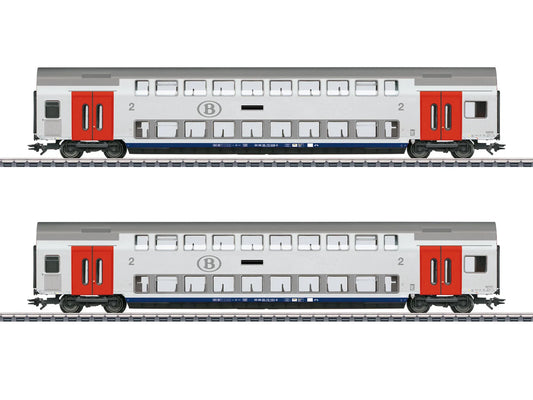 Marklin 43566 SNCB M6 2nd Class Bi-Level Coach Set (2) VI HO Gauge