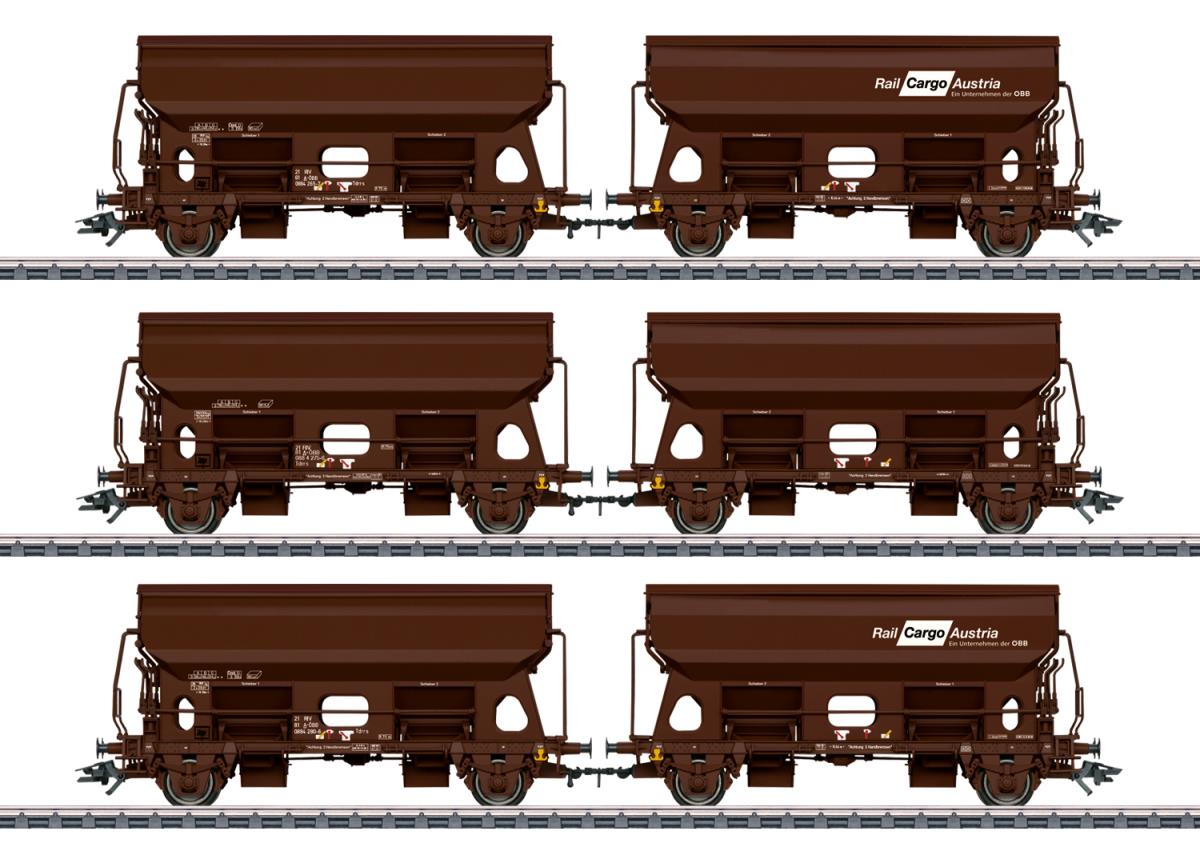 Marklin MN46308  Rail Cargo Austria Tdrrs Hinged Roof Wagon Set (3x2) VI HO