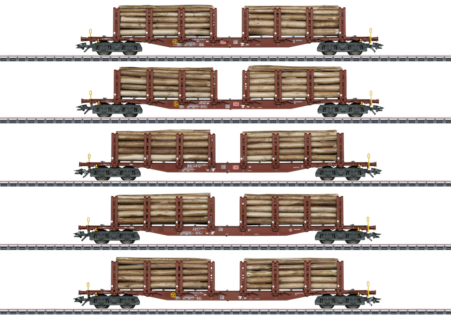 Marklin DBAG Snps719 Bogie Stake Wagon w/Wood Load Set (5) V HO Gauge MN47154