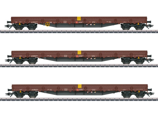 Marklin 47162 DBAG Res-x Bogie Flat Wagon Set (3) VI HO Gauge