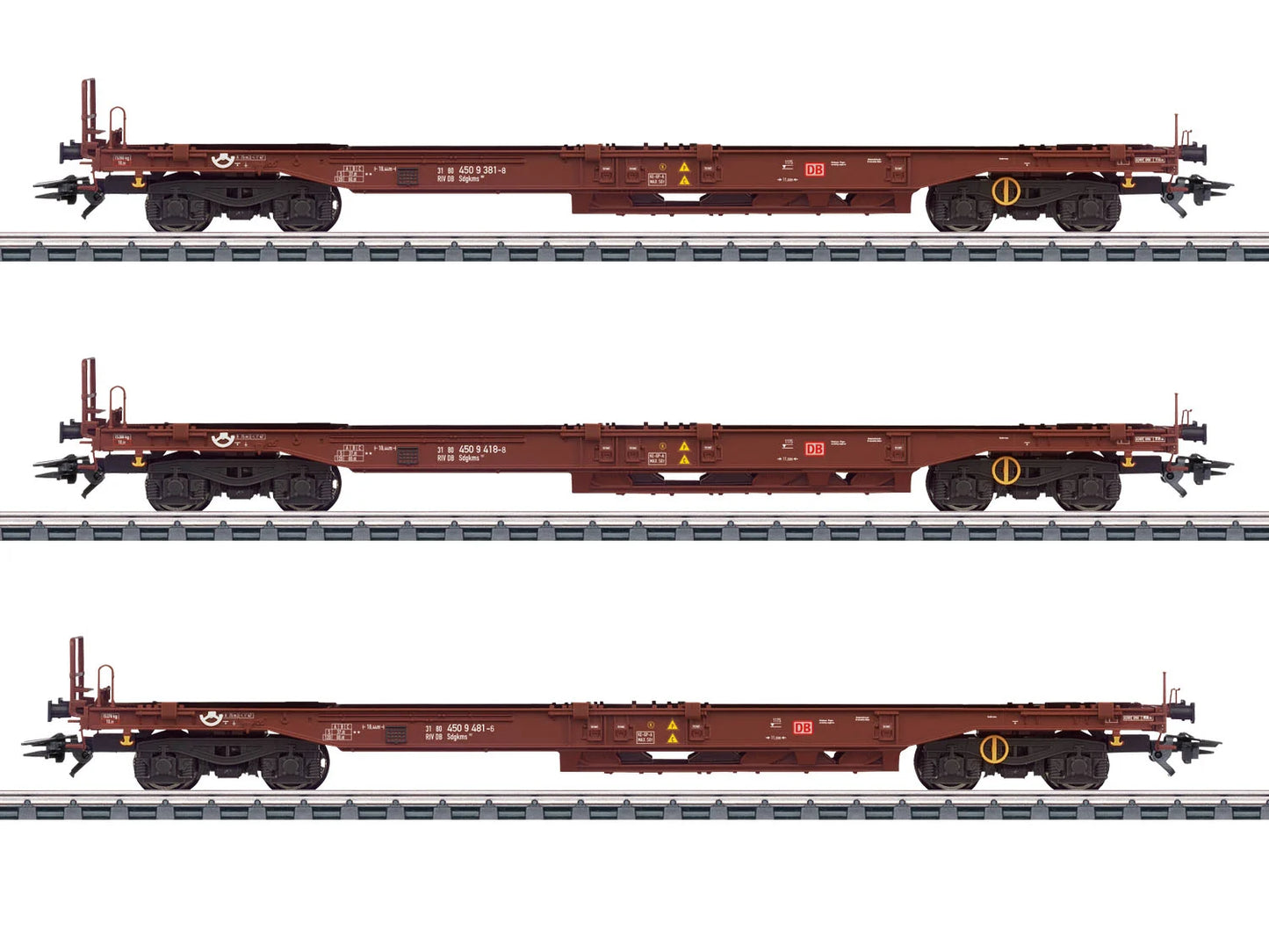 Marklin 47464 DBAG Sdgkms707 Bogie Flat Wagon Set (3) V HO Gauge