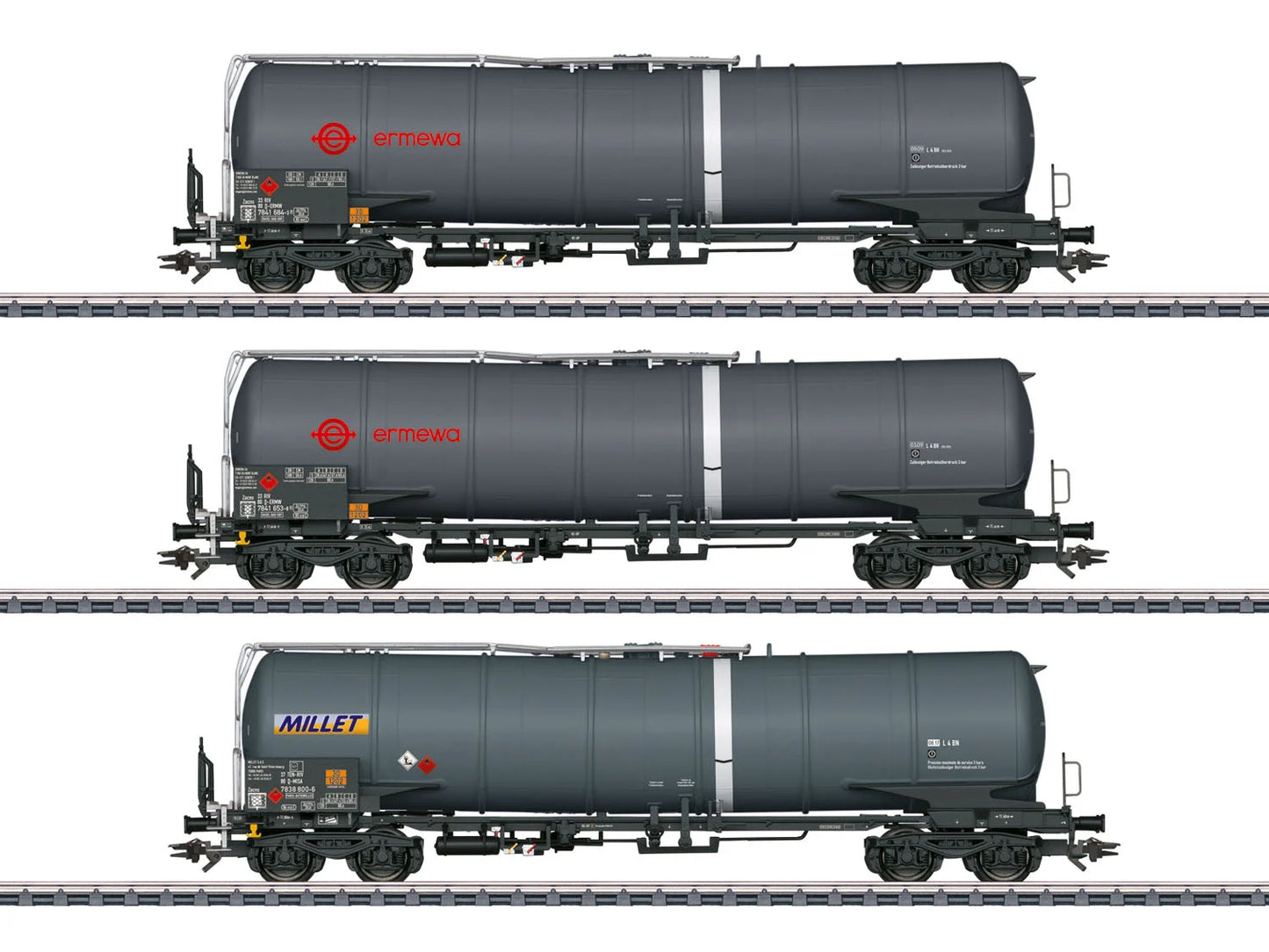 Marklin 47551 Ermewa Zacns Bogie Tank Wagon Set (3) VI HO Gauge