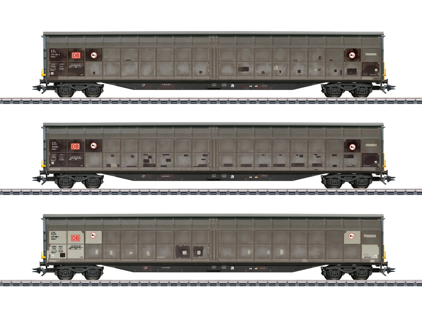 Marklin DB Cargo Habbins354 Sliding Wall Weathered Van Set (3) VI 48067 HO Gauge