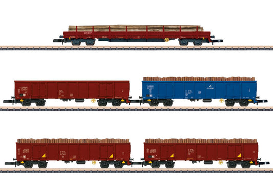 Marklin MN86683  PKP Lumber Wagon Set (5) VI Z Scale