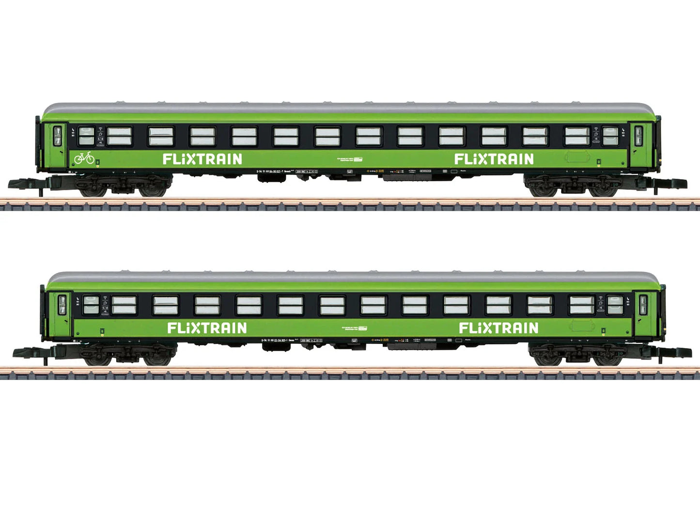 Marklin FlixTrain 2nd Class Coach Set (2) VI MN87404 Z Gauge