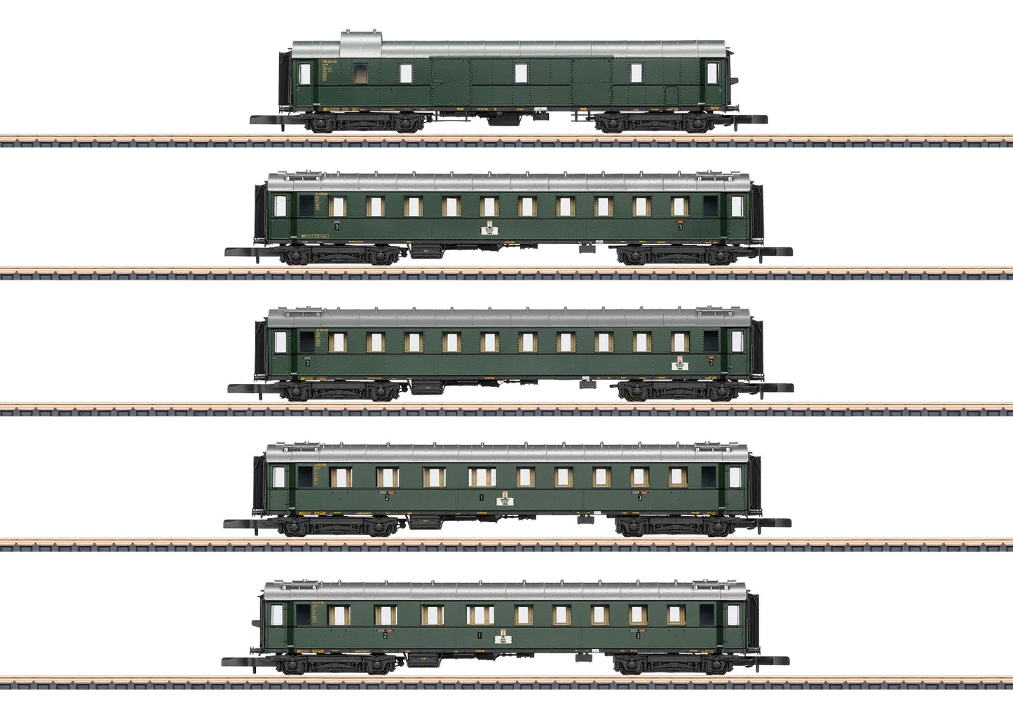 Marklin DB 1928-1930 Express Train Coach Set (5) III MN87620 Z Gauge