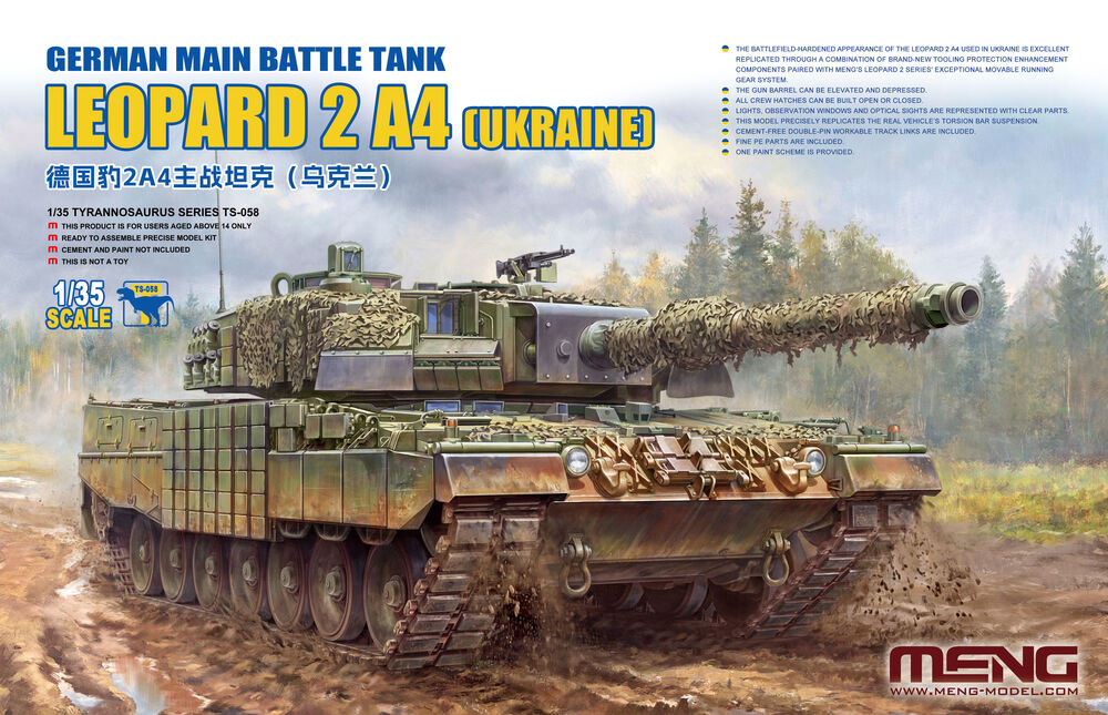 Meng Models German Main Battle Leopard 2A4 (Ukraine) 1:35 Tank Model Kit