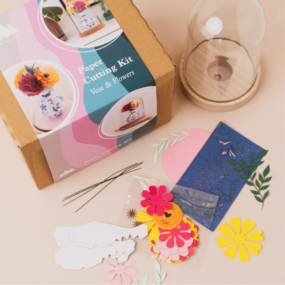 My Papercut Forest Vase & Flowers Dome Papercutting Kit