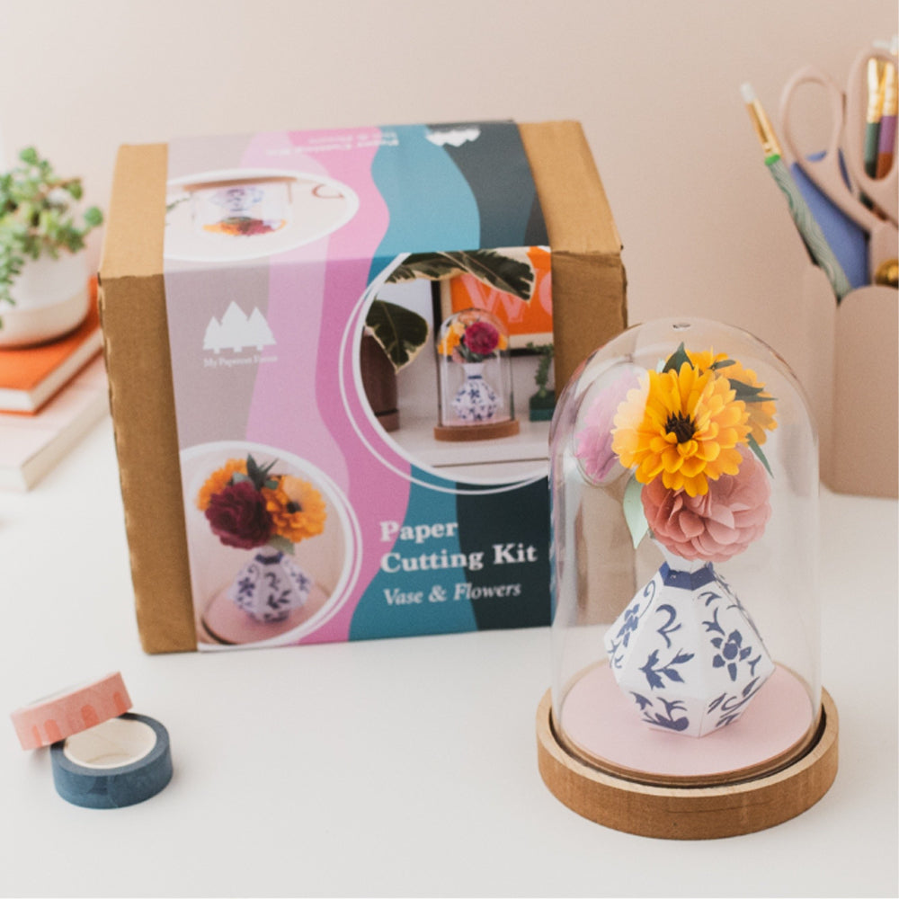 My Papercut Forest Vase & Flowers Dome Papercutting Kit
