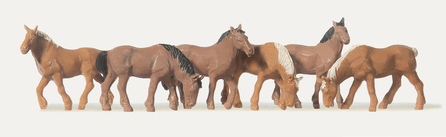 Merten 215018 Horses Brown (6) Figure Set HO