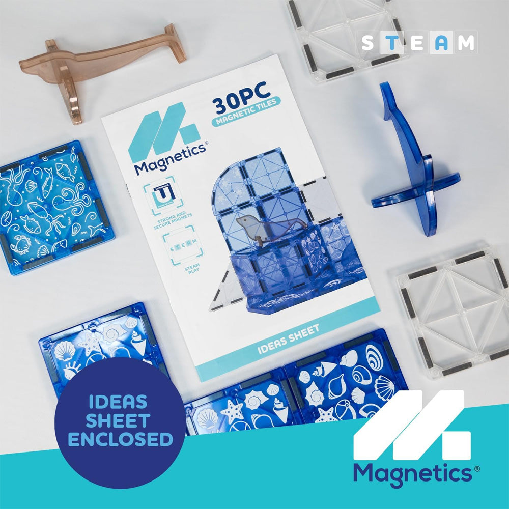 Magnetics 30pc Sea Life Magnetic Tile Building Expansion Set Toy Age 3+