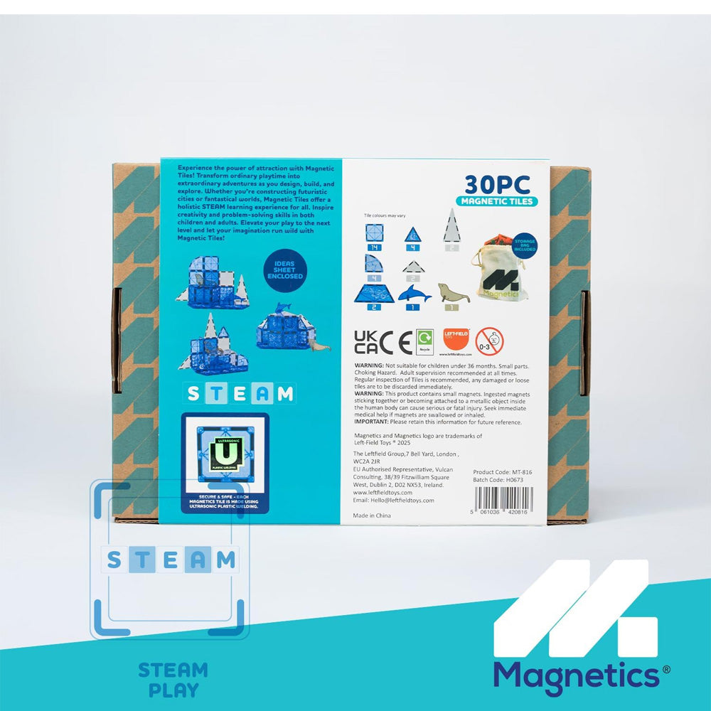 Magnetics 30pc Sea Life Magnetic Tile Building Expansion Set Toy Age 3+