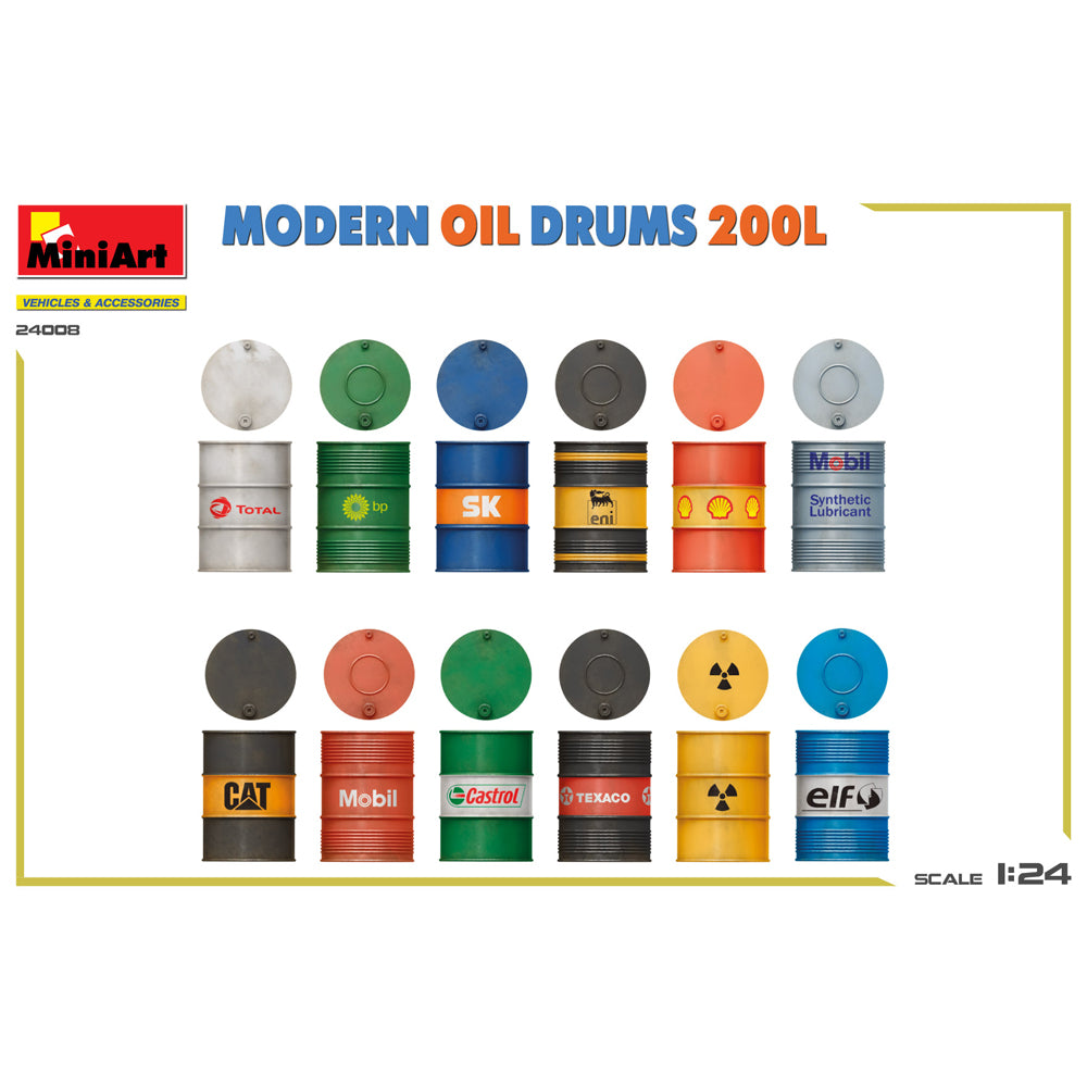 Miniart 24008 Modern Oil Drums 200L 1:24 Model Kit