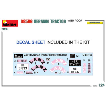 Miniart 24010 D8506 German Tractor w/Roof 1:24 Model Kit