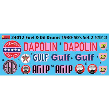 Miniart 24012 Fuel & Oil Drums 1930-50s Set 2 1:24 Model Kit