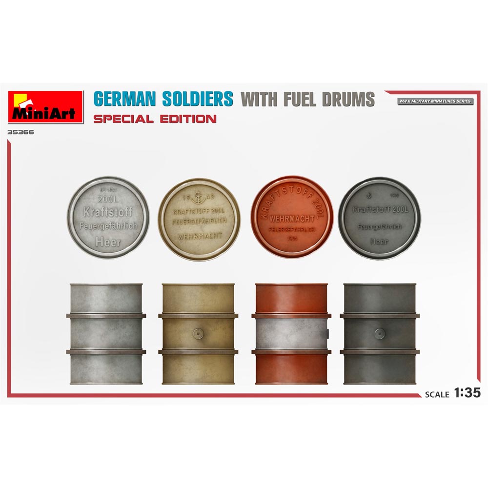 Miniart 35366 German Soldiers w/Fuel Drums 1:35 Model Kit