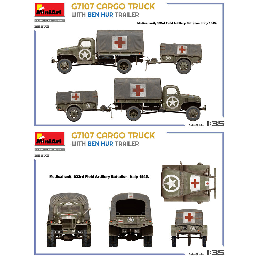 Miniart 35372 G7107 Cargo Truck w/Ben Hur Trailer 1:35 Model Kit