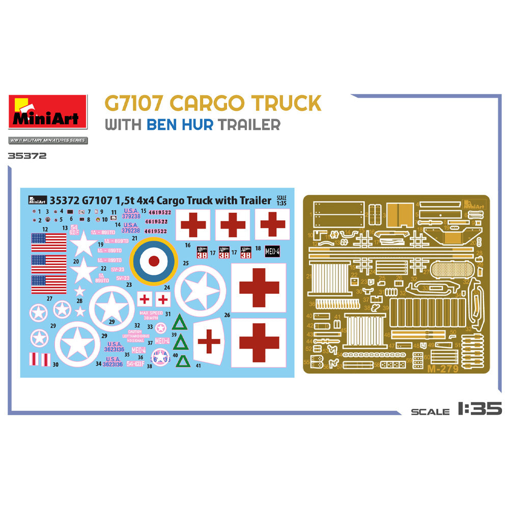 Miniart 35372 G7107 Cargo Truck w/Ben Hur Trailer 1:35 Model Kit
