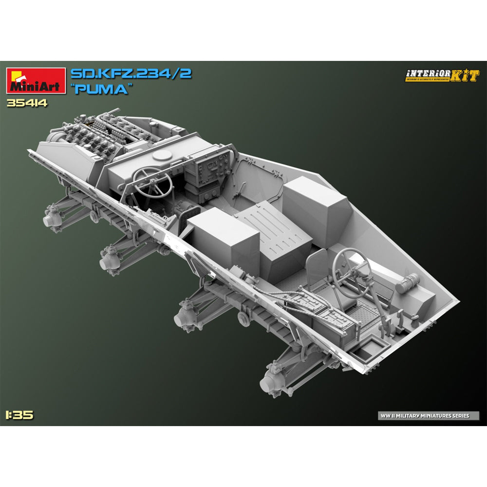 Miniart 35414 Sd.Kfz.234/2 Puma w/Full Interior 1:35 Model Kit