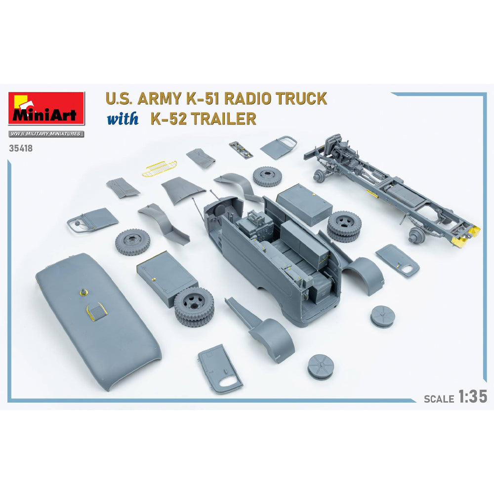 Miniart 35418 US Army K-51 Radio Truck w/K-52 Trailer w/Interior 1:35 Model Kit