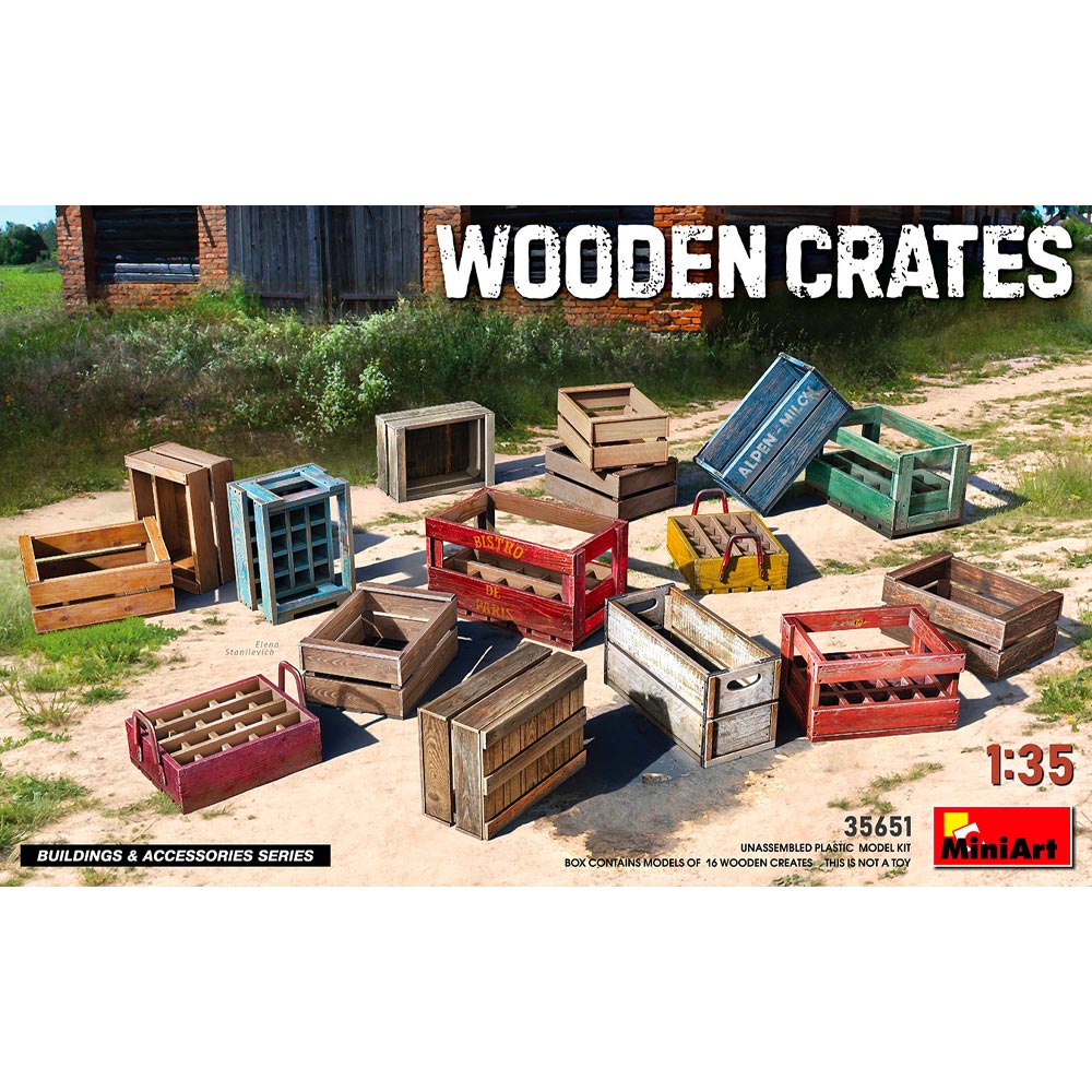 Miniart 35651 Wooden Crates x16 1:35 Diorama Model Kit
