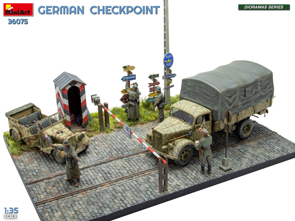 Miniart 36075 German Checkpoint 3t Cargo Truck & Kfz.1 Big Set 1:35 Model Kit