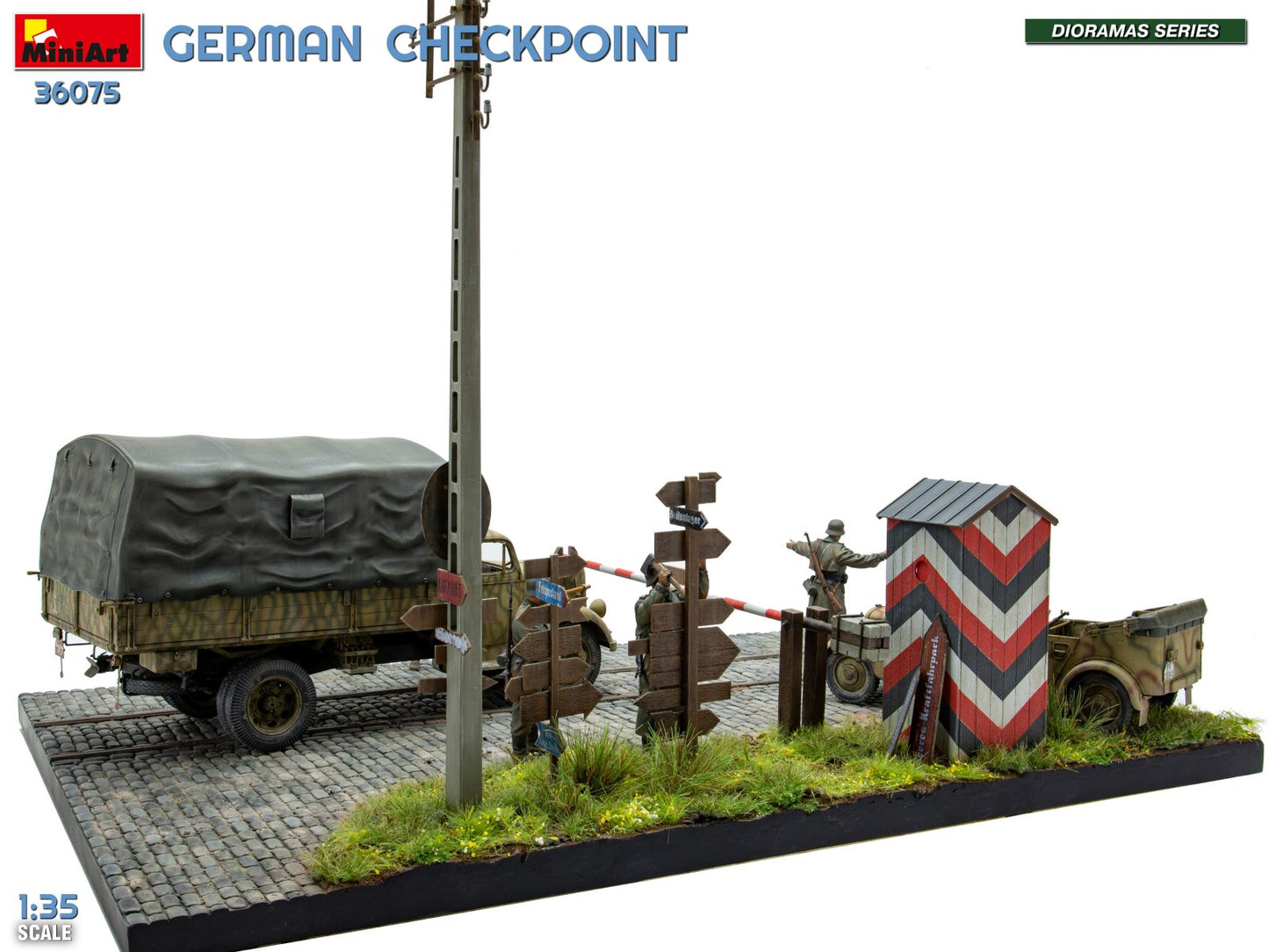 Miniart 36075 German Checkpoint 3t Cargo Truck & Kfz.1 Big Set 1:35 Model Kit