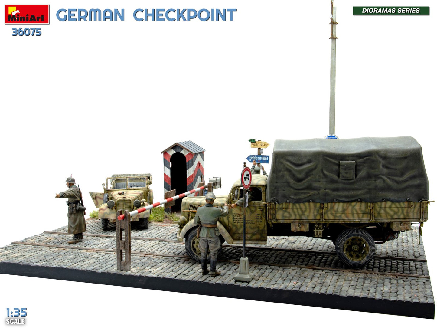 Miniart 36075 German Checkpoint 3t Cargo Truck & Kfz.1 Big Set 1:35 Model Kit