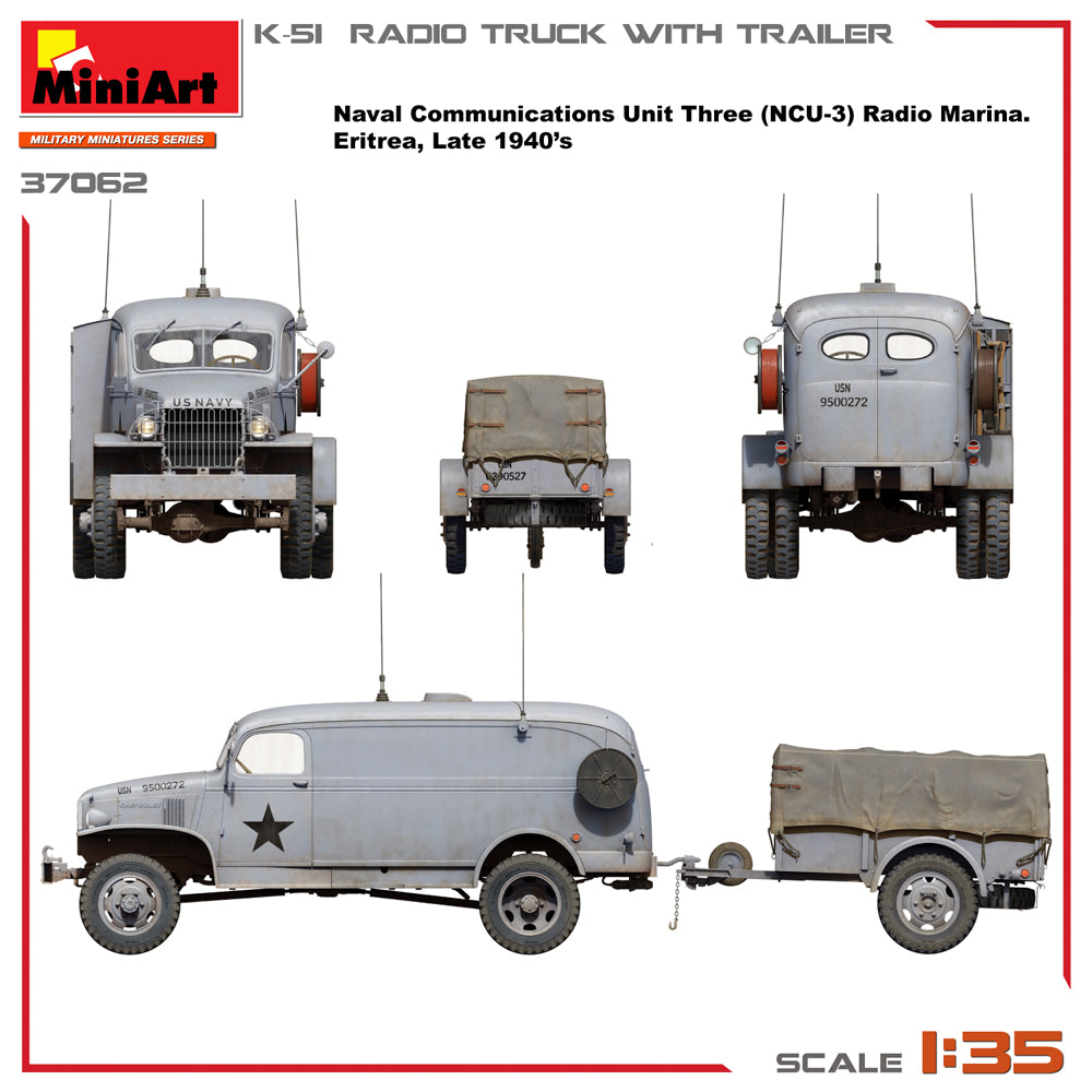 Miniart 37062 K-51 Radio Truck w/Trailer 1:35 Model Kit