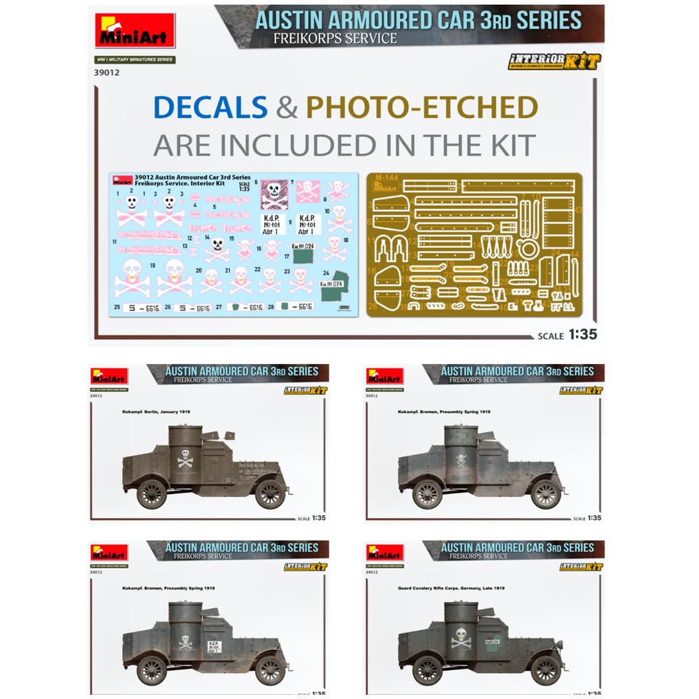 Model Kit Boss Austin Miniart 39012 Austin Armoured Car 3rd Series Freikorps 1:35 Model Kit ...