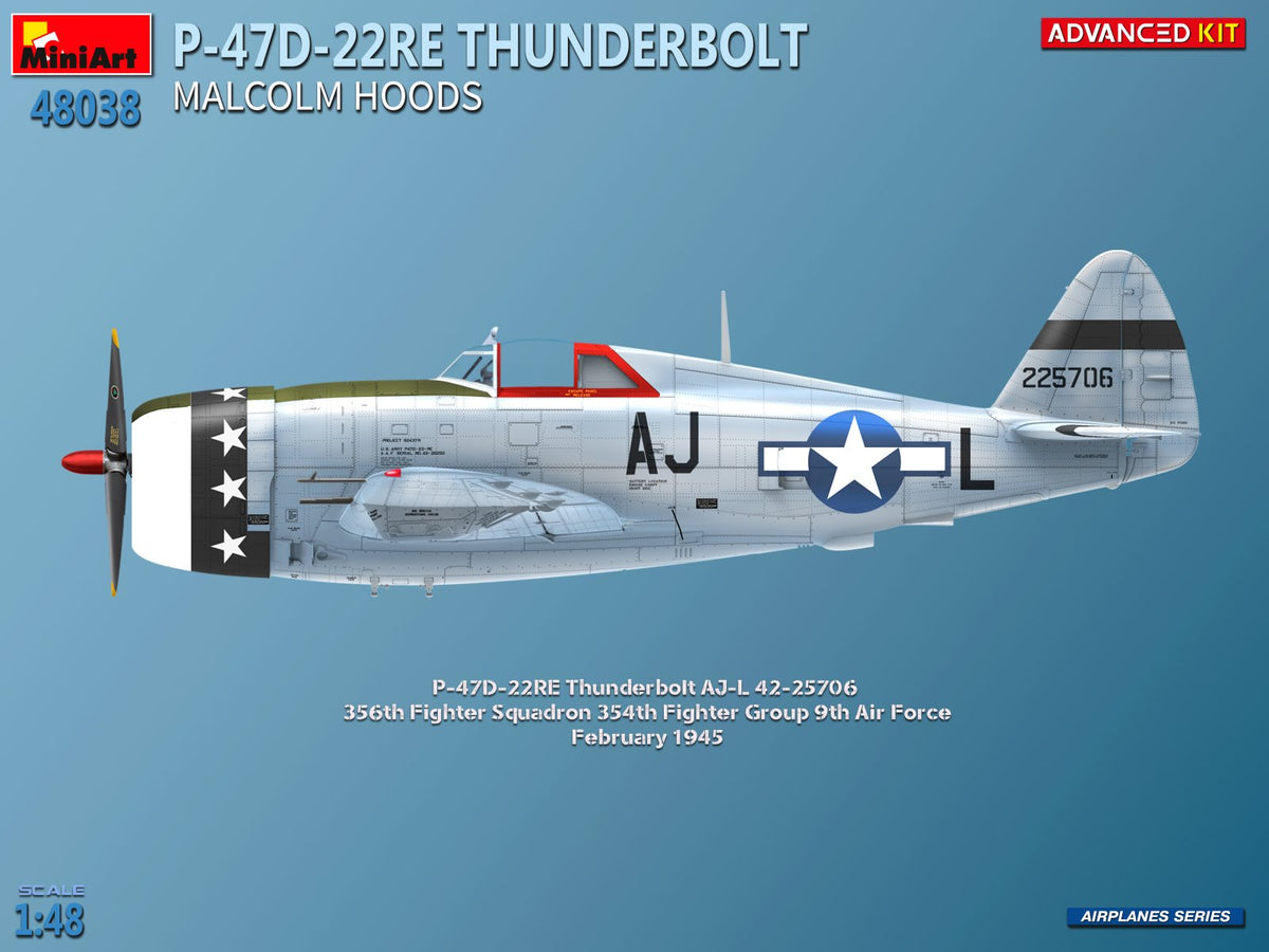 Miniart 48038 P-47D-22RE Thunderbolt Malcolm Hoods 1:48 Model Kit