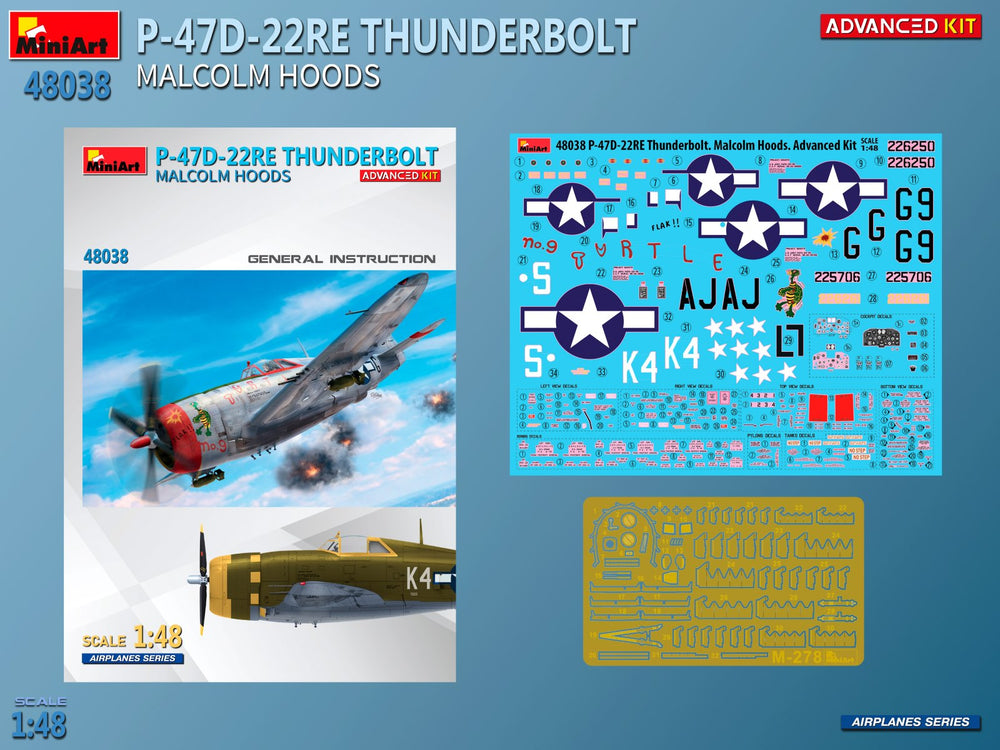 Miniart 48038 P-47D-22RE Thunderbolt Malcolm Hoods 1:48 Model Kit