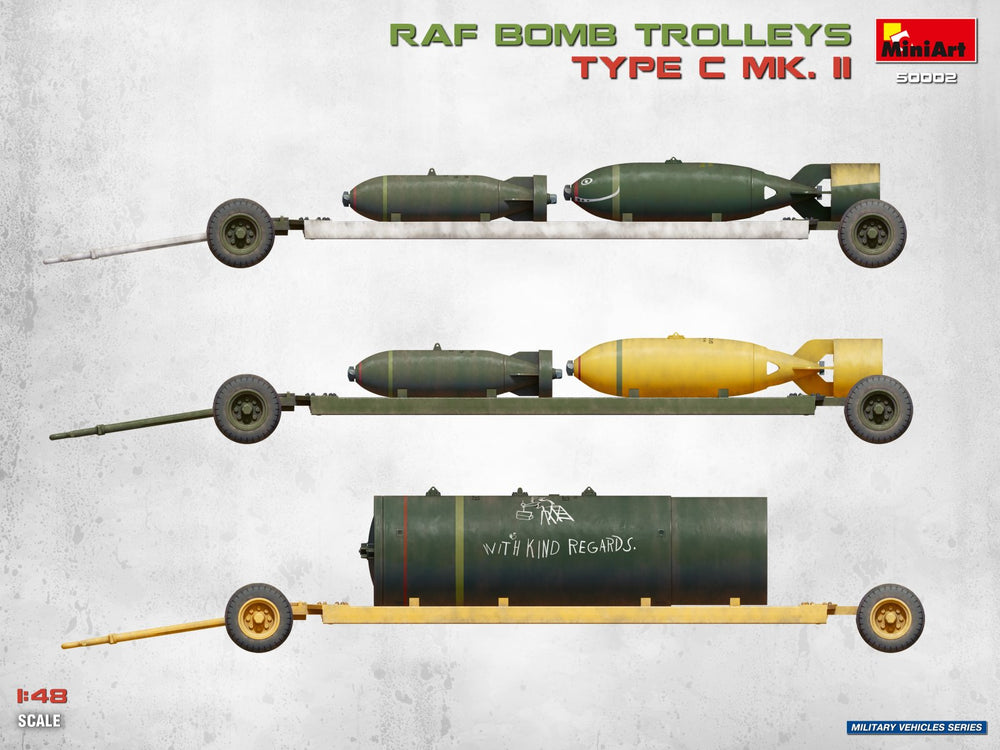 Miniart 50002 RAF Bomb Trolleys TYPE C MK. II 1:48 Model Kit
