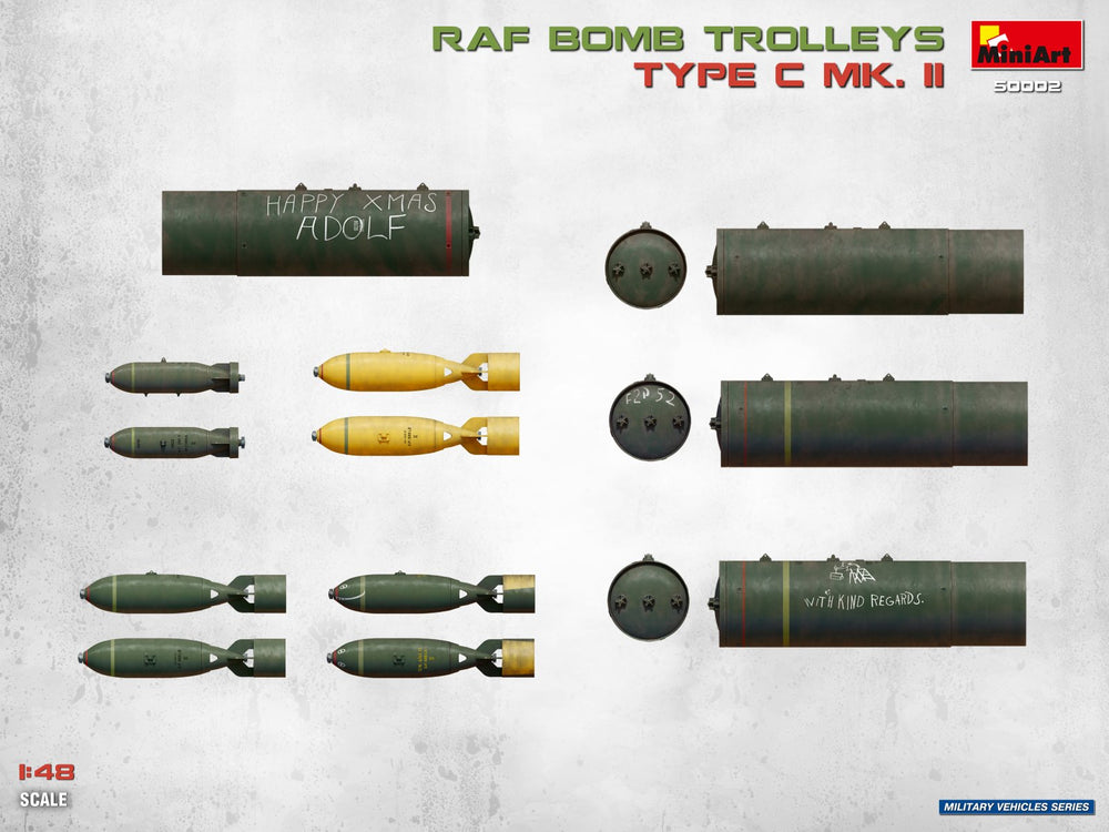 Miniart 50002 RAF Bomb Trolleys TYPE C MK. II 1:48 Model Kit