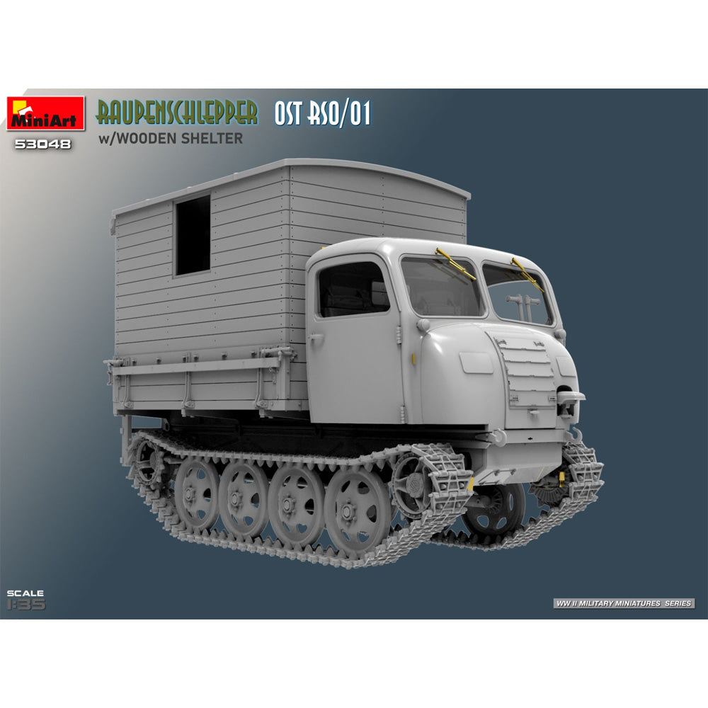 Miniart 53048 Raupenschlepper Ost RSO/01 w/Wooden Shelter 1:35 Model Kit