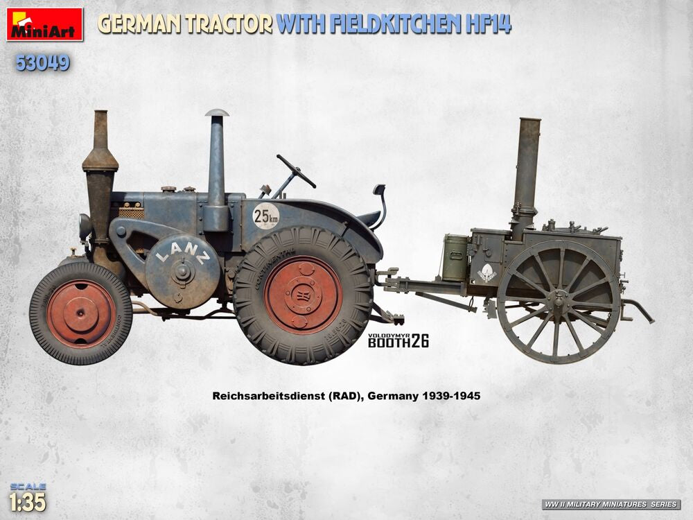 Miniart 53049 German Tractor w/Fieldkitchen Hf14 1:35 Model Kit