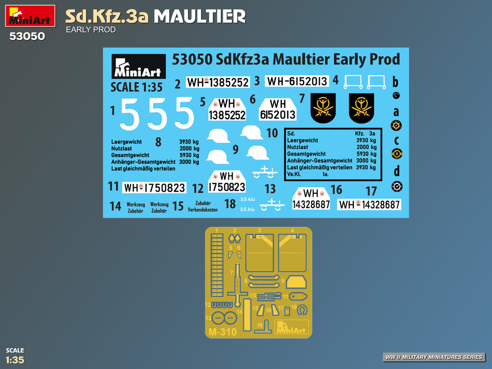 Miniart 53050 Sd.Kfz.3a Maultier Early Prod 1:35 Model Kit
