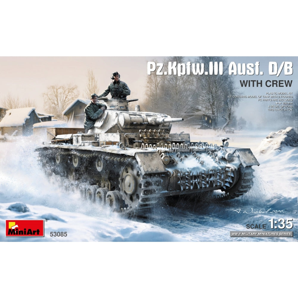 Miniart 53085 Pz.Kfw. III Ausf. D/B Tank with Crew 1:35 Model Kit