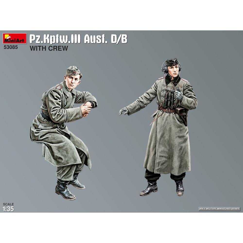 Miniart 53085 Pz.Kfw. III Ausf. D/B Tank with Crew 1:35 Model Kit