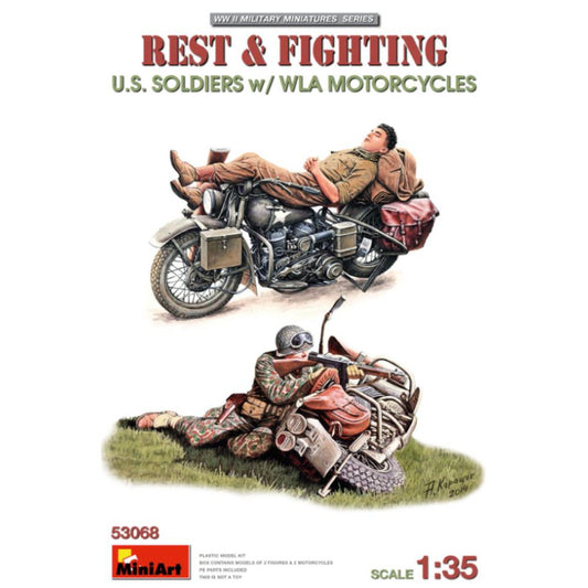 Miniart 53086 Rest & Fighting US Soldiers & Motorcycles 1:35 Model Kit