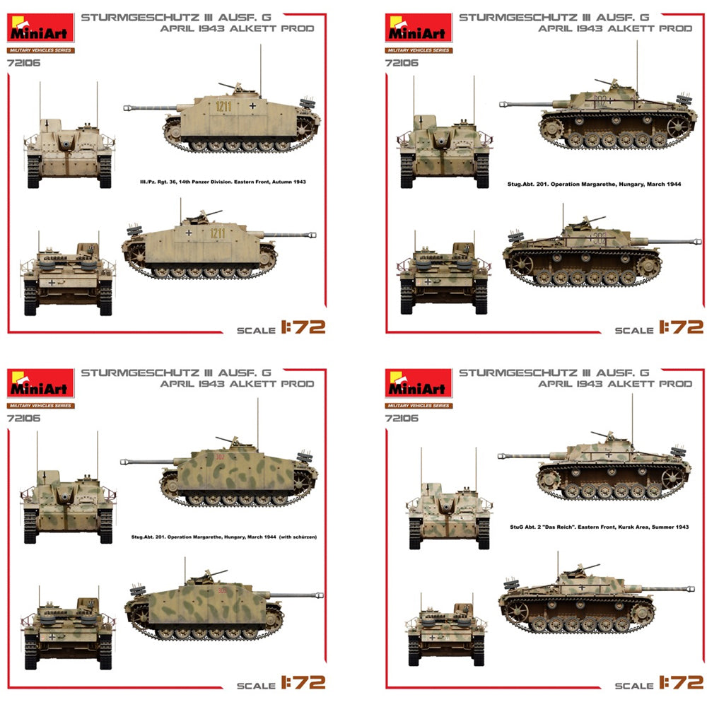 Miniart 72106 StuG III Ausf G April 1943 Alkett Prod 1:72 Model Kit