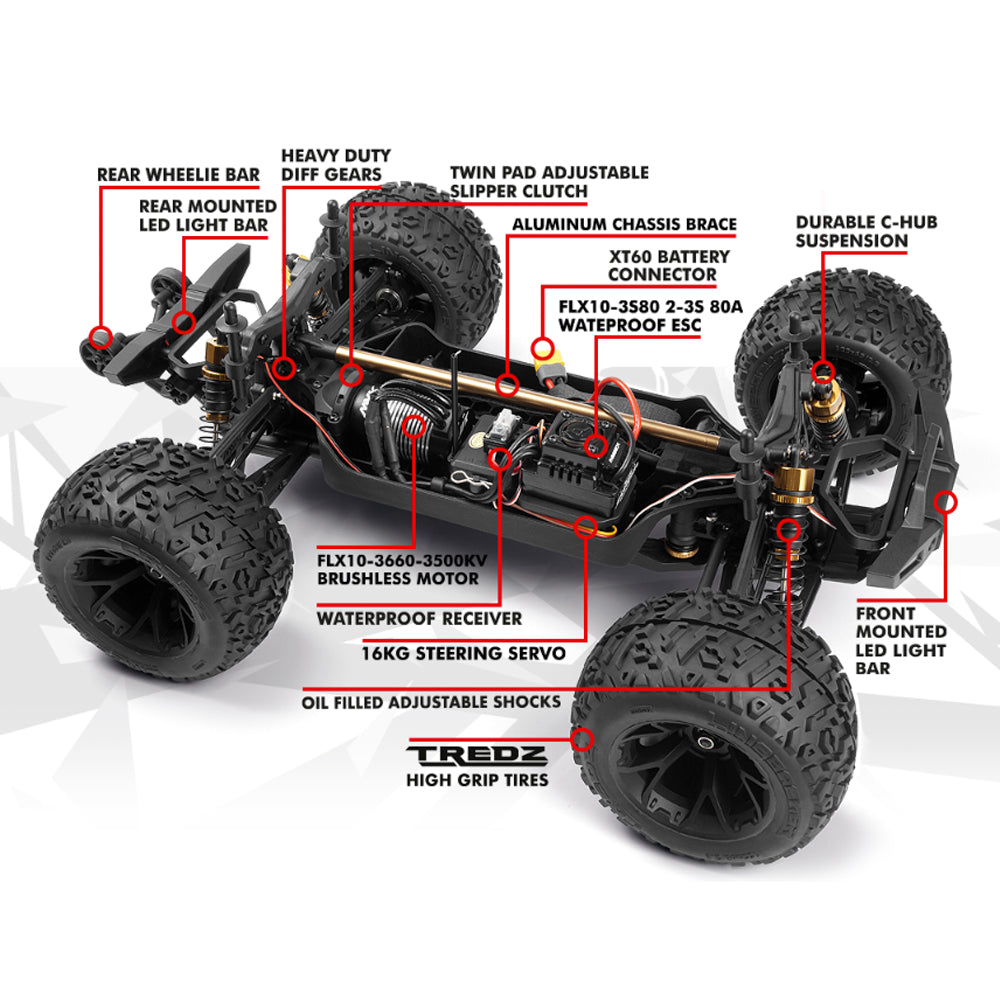 Maverick Quantum2 MT Flux 1:10 RTR RC Monster Truck - Red 150405