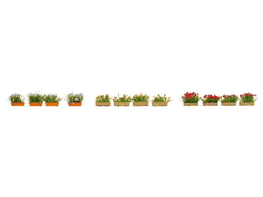 Noch 14009 Flowerboxes (12) Blooming Red/White/Yellow HO