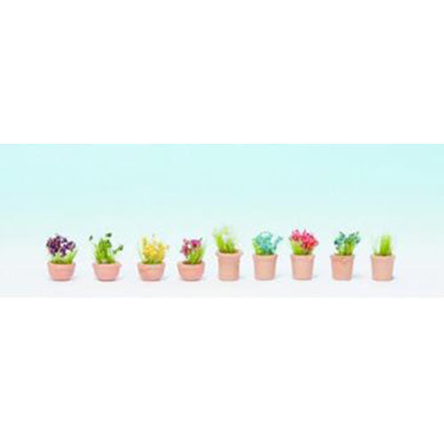 NOCH Ornamental Flowers in Pots (9) HO Gauge Scenics 14084