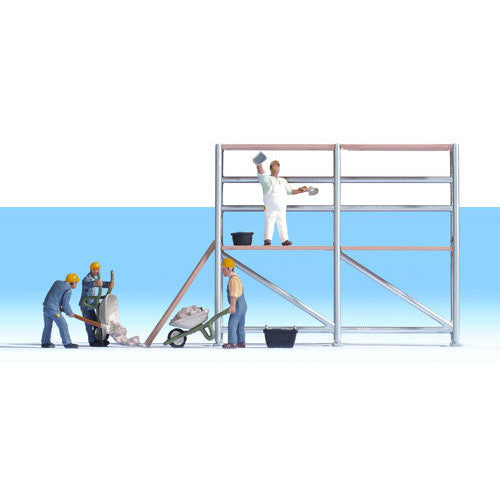 NOCH Bricklayers (4) Scaffold and Accessories Figure Set HO Gauge Scenics 15054