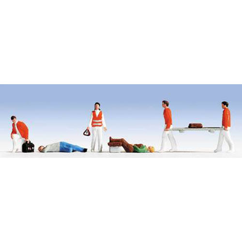 NOCH Paramedics (6) and Accessories Figure Set HO Gauge Scenics 15094
